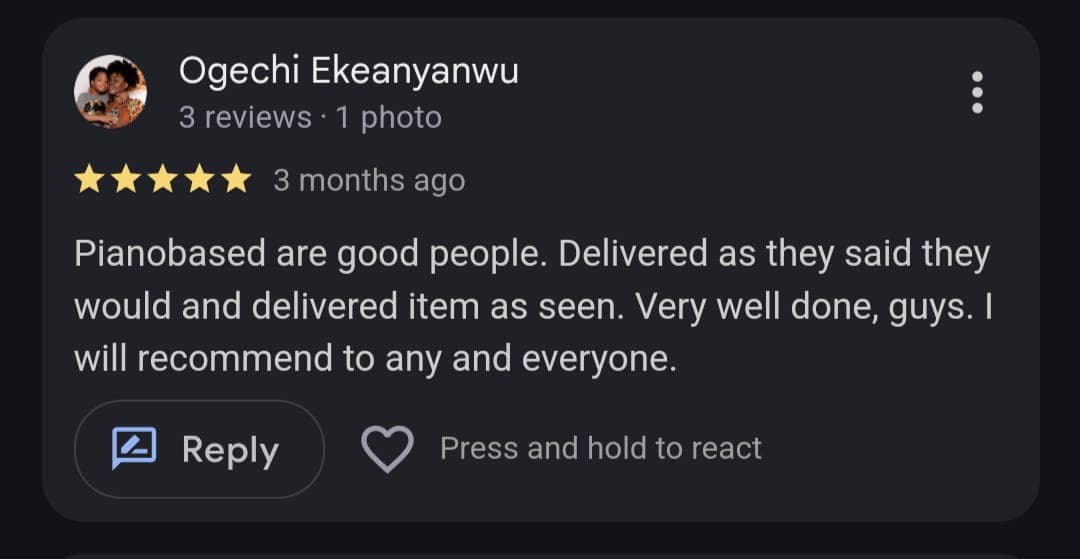 Pianobased Customer review 1