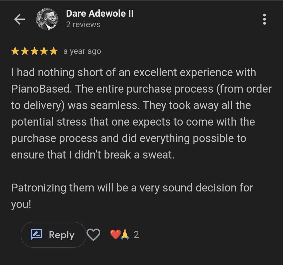 Pianobased Customer review 10