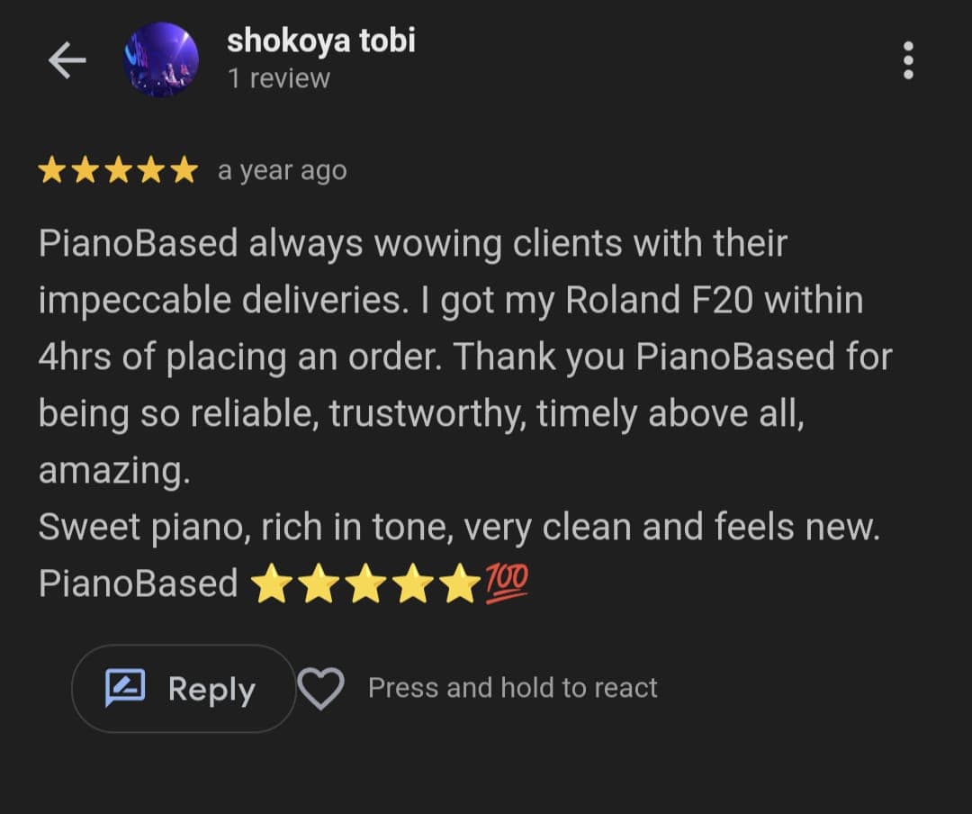 Pianobased Customer review 15