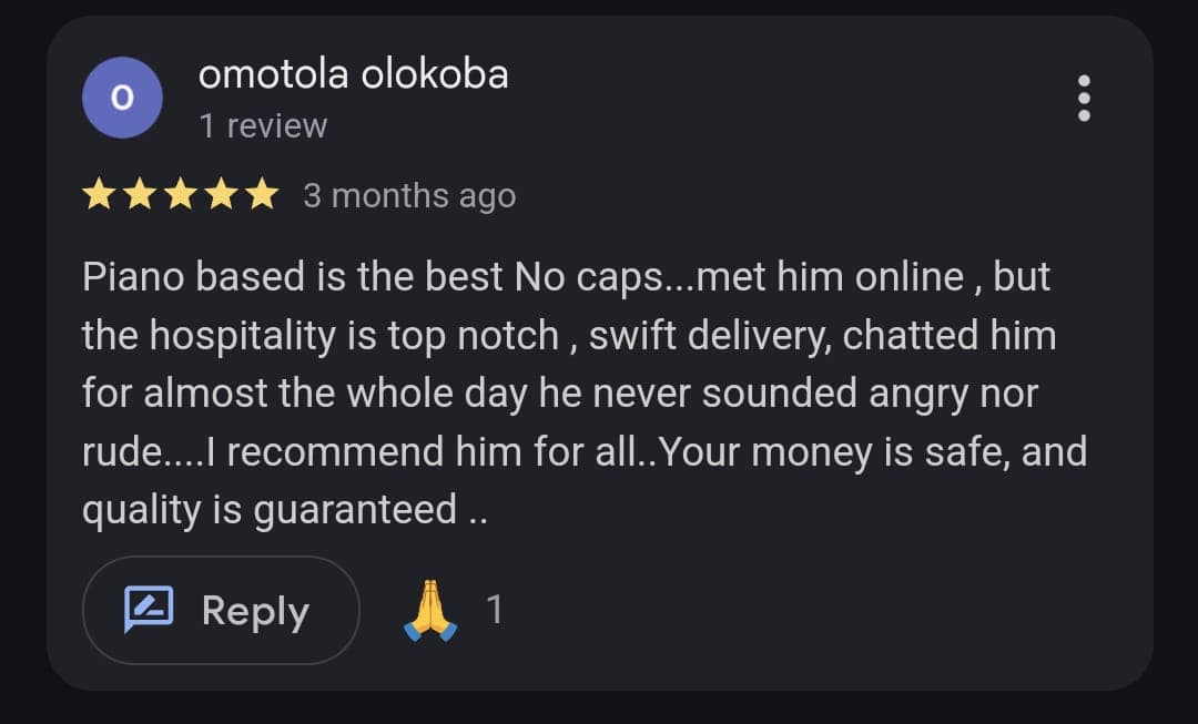 Pianobased Customer review 4