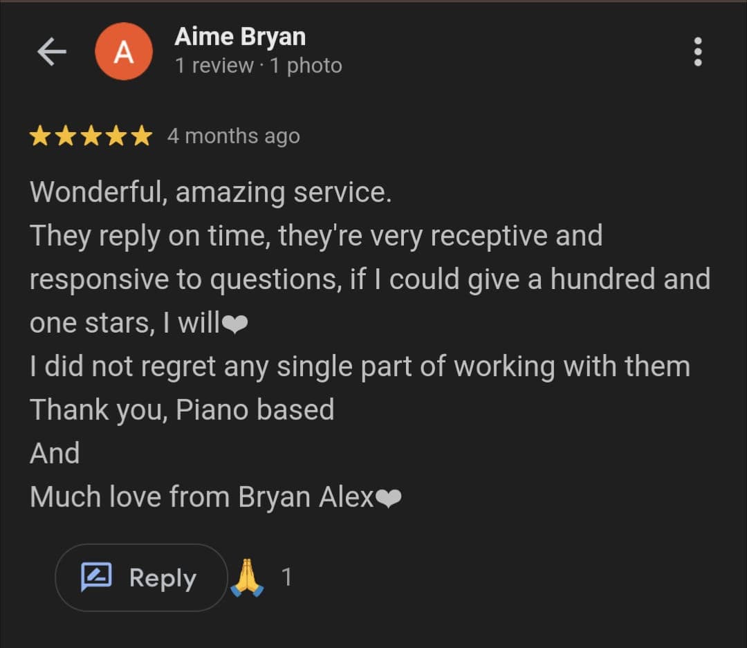 Pianobased Customer review 7